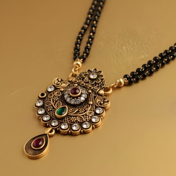 Traditional Manmohak Mangalsutra Set with Free Matching Earrings - Image 3
