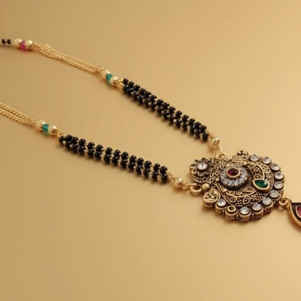 Traditional Manmohak Mangalsutra Set with Free Matching Earrings - Image 2