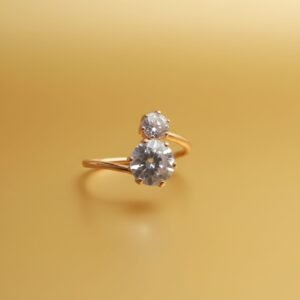 Round Cut Diamond Toi et Moi Ring | Gold Tone Adjustable Ring
