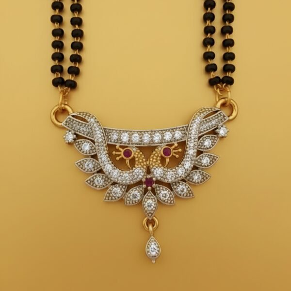 Designer Dual-Tone Manohar Mayur American Diamond Mangalsutra